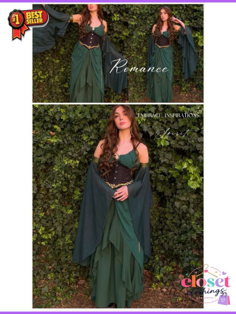 Ruffled Flowy Renaissance Maxi Skirt Women A-Line Double-Layered Pockets - Picture 6 of 6